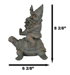 Adventurous Mr Gnome Sitting On Wild Rodeo Giant Tortoise Garden Figurine Decor-3