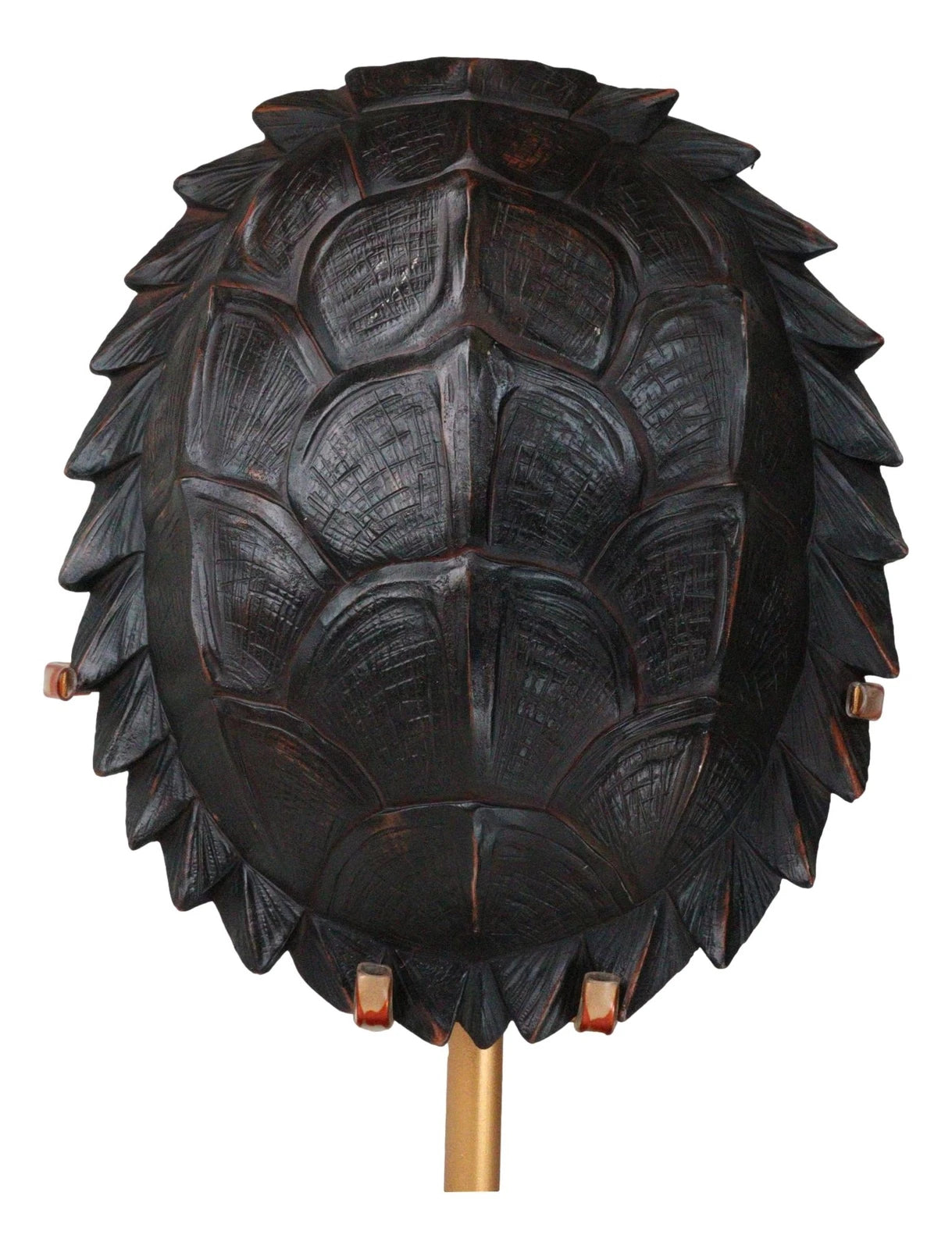 Large Nautical Marine Jagged Shell Faux Sea Turtle Sculpture With Pole Stand-3