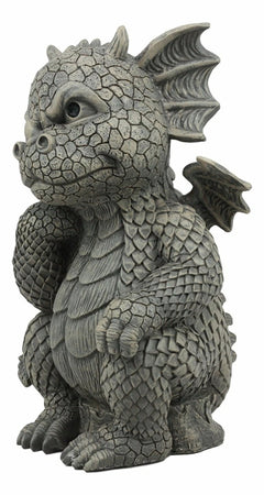 The Thinker Whimsical Garden Dragon Statue 10"H Cute Baby Dragon Winking Eye-2