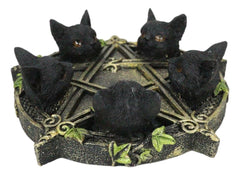 Celtic Wiccan Pentagram Ivy Penta 5 Black Cats Witching Hour Incense Burner-2