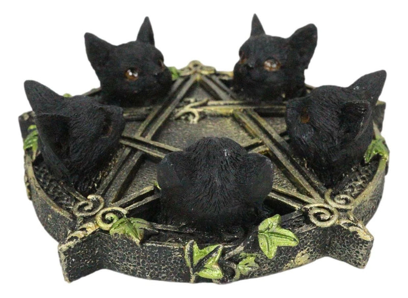 Celtic Wiccan Pentagram Ivy Penta 5 Black Cats Witching Hour Incense Burner-2