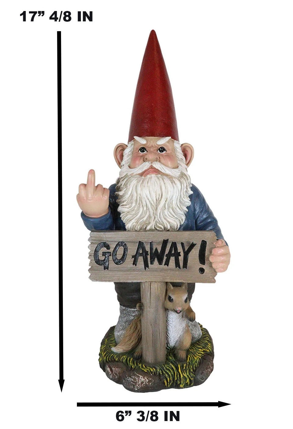 "Go Away!" Gnome Dwarf Not Welcome Statue 17.75"H Patio Outdoor Figurine-5