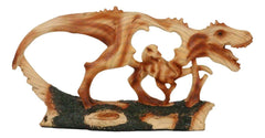 Jurassic Dinosaur Tyrannosaurus Rex Father and Baby Faux Wood Cutout Figurine-3