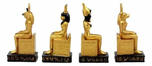 Egyptian Gods Horus Osiris Sekhmet And Isis Seated On Thrones Figurine Set of 4-3