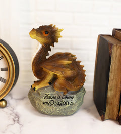'Home is Where My Dragon is' Baby Dragon on Rock Resin Figurine 7.5" H-6