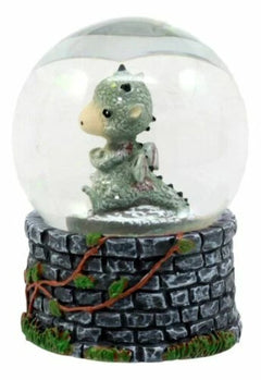 Small Collectible Whimsical Sulky Baby Dragon Water Globe Figurine With Glitters-5