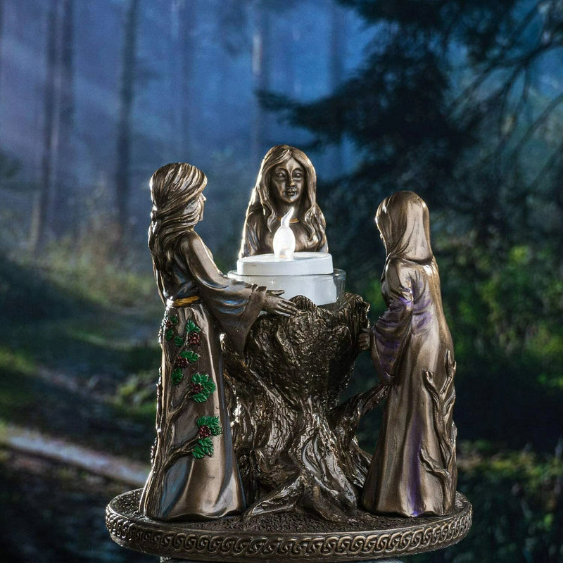 Triple Goddess Candle Holder, Mother Maiden Crone Figurine Home Decor for Living Room, Bedroom, Meditation Space, Witchcraft, Pagan, or Spiritual Display-1
