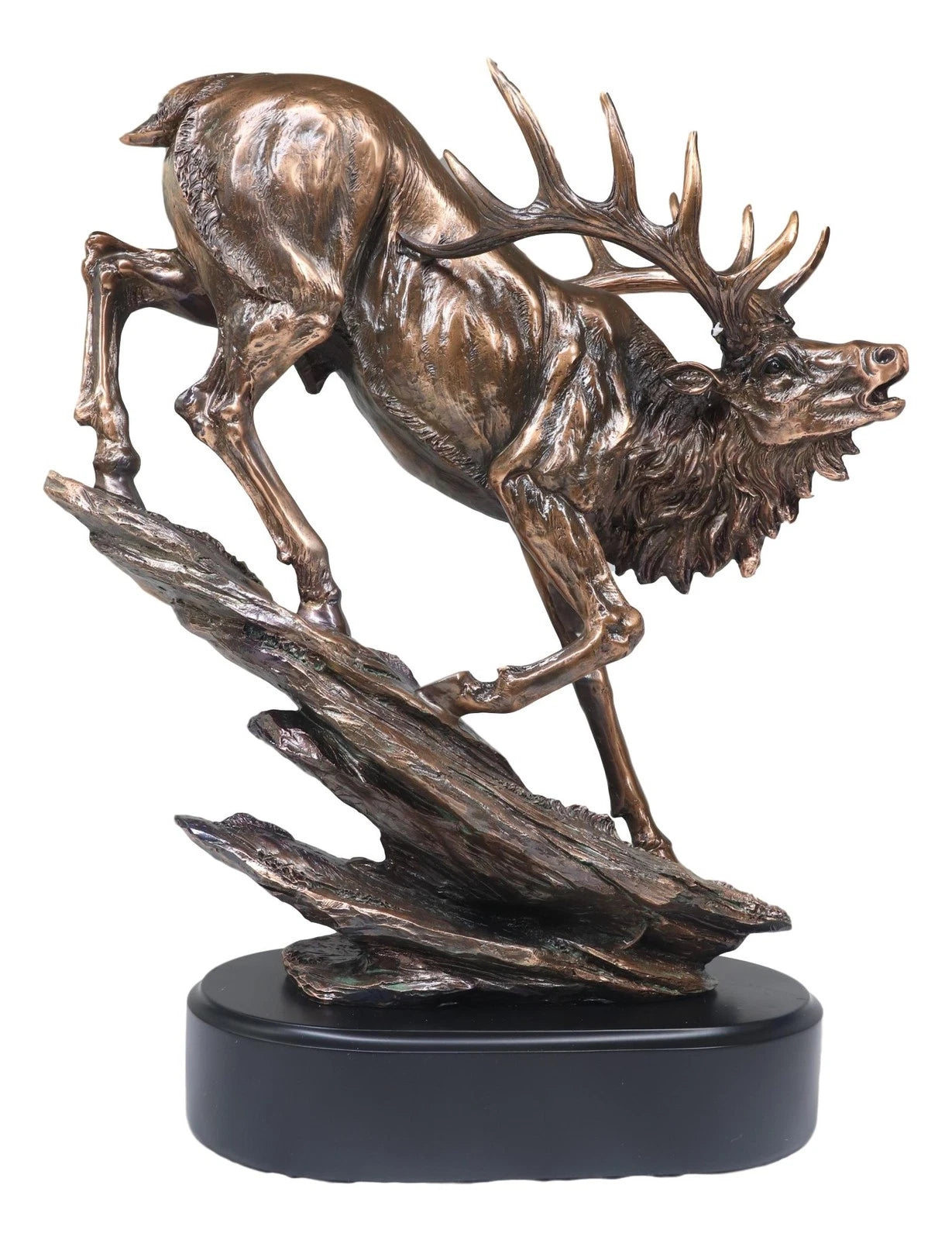 Large Bellowing Wapiti Bull Elk Deer Rustic Bronze Electroplated Finish Statue-3