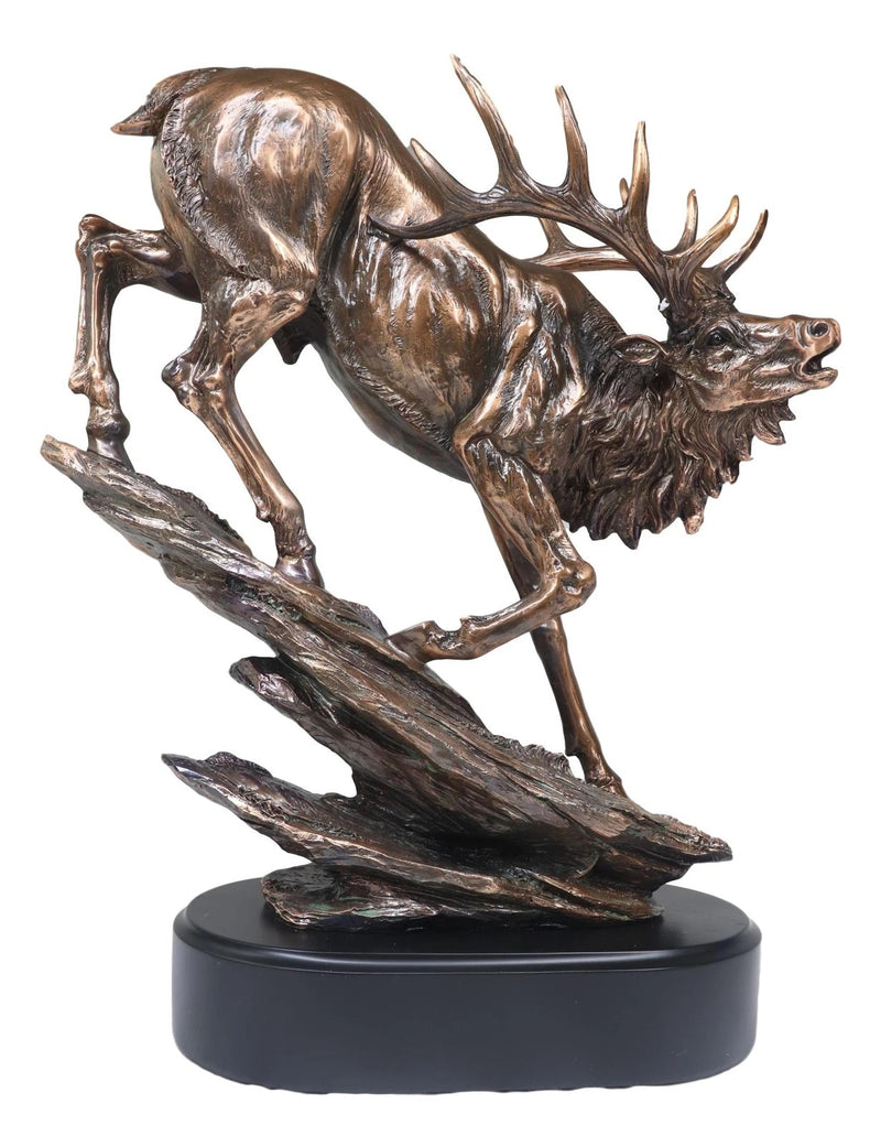 Large Bellowing Wapiti Bull Elk Deer Rustic Bronze Electroplated Finish Statue-3