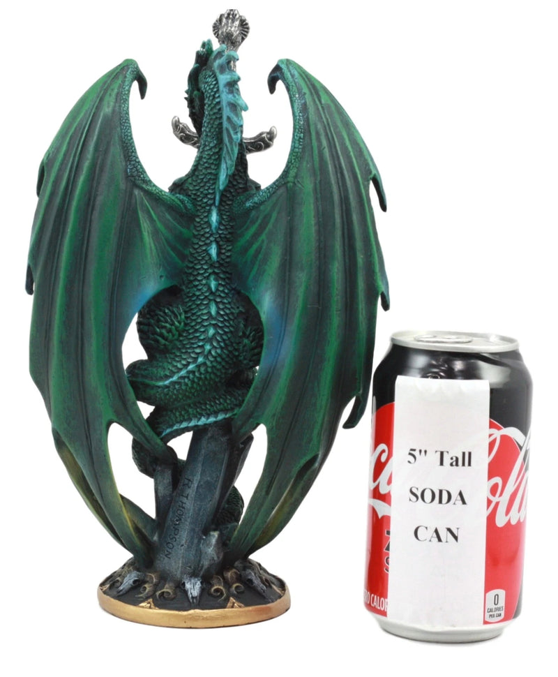 Ram Skull Blade Green Dragon Statue with Dragon Letter Opener Blade 10"H-9