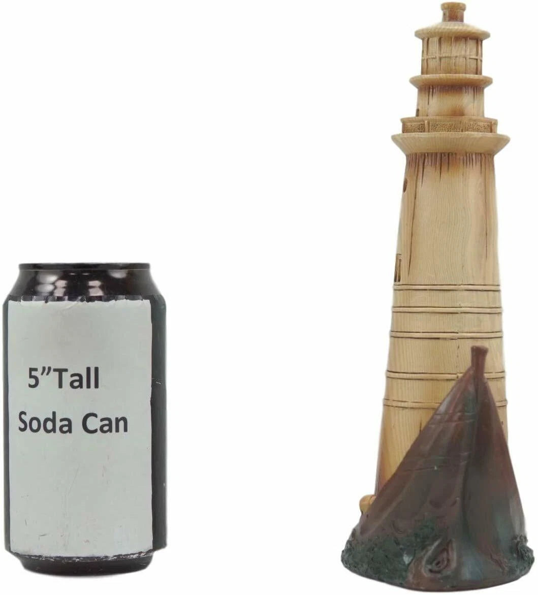 9"H Nautical Lighthouse On A Giant Boat Deck with A Seagull Statue-4
