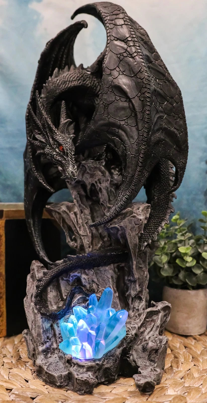 Large Euranius Drake Elder Dragon Guarding LED Light Crystal Elements Statue-1