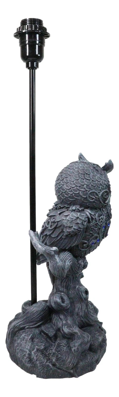 Wisdom of The Woods Mystical Bejeweled Owl Perching On Tree Branch Table Lamp-2