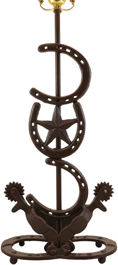 Cast Iron Western Horseshoes Base Desktop Table Lamps w/ Pine Shade 28"H-5