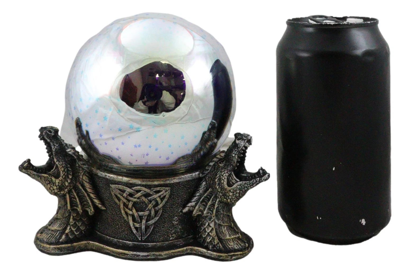 Luz nocturna LED con estrellas mágicas y bola de cristal con diseño de dragones rugientes y nudos de la Trinidad Celta-2