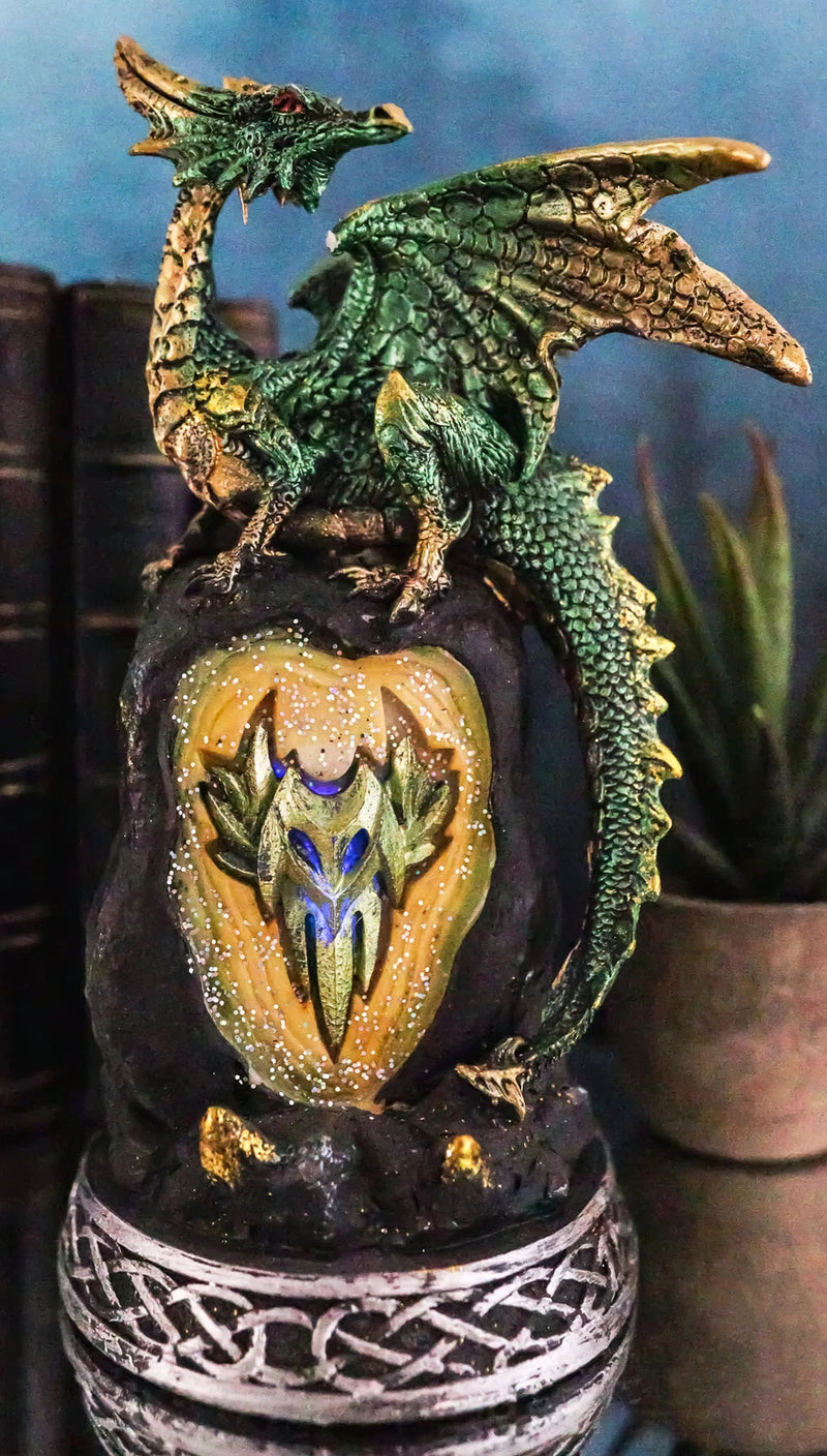 Green Dragon with LED Light On Crystal Mountain 7.5 Inches Tall Collection-2