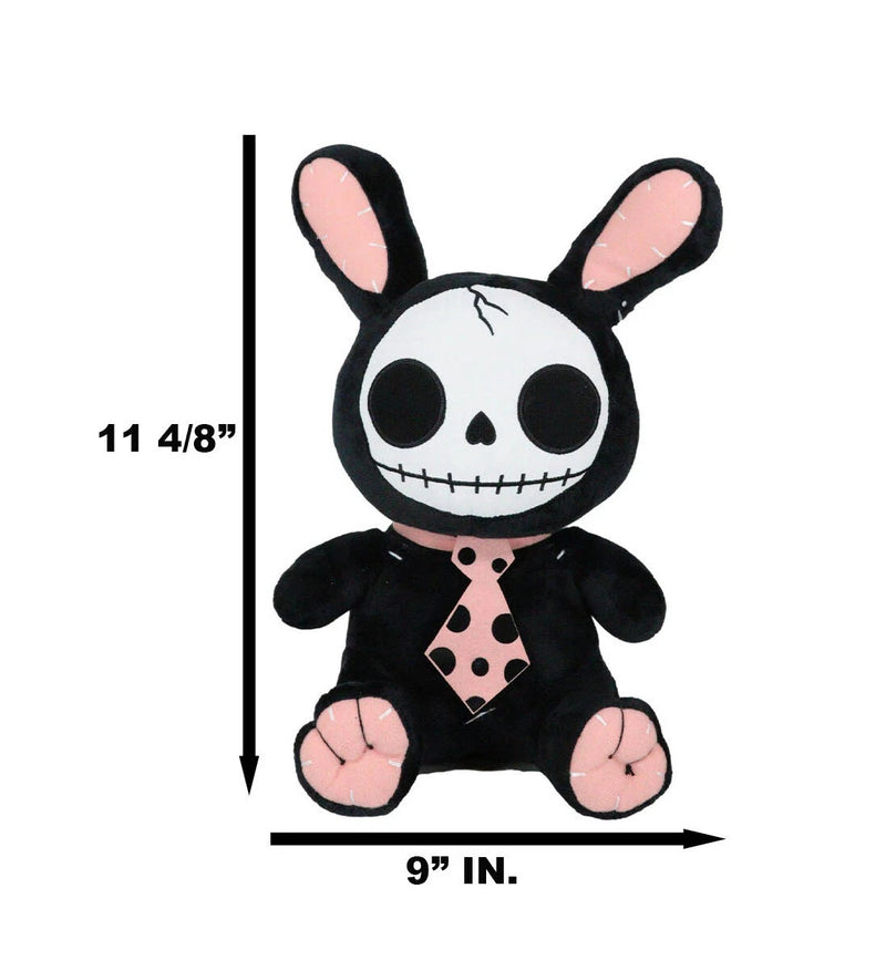 Furry Bones Skeleton Black Tuxedo Bunny With Pink Polka-dot Tie Plush Toy Doll-7