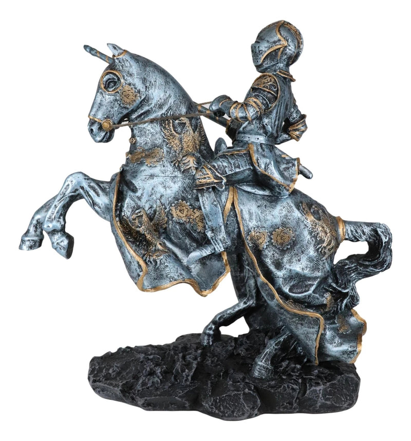 Medieval Champion Knight In Suit Of Armor With Lance On Horse Figurine-7