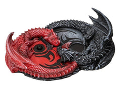 Auspicious Infinity Red And Black Unity Dragons Decorative Incense Burner Holder-1