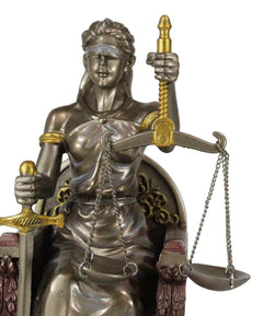 Seated Lady Justice Statue 8"Tall Greek Goddess La Justica Dike Figurine-5