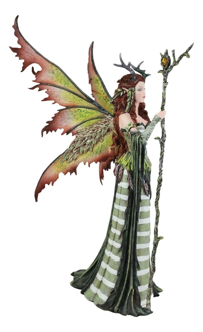 Greenwoman Dryad Fairy with Merlin's Staff Statue 19" Tall Amy Brown Fae-6