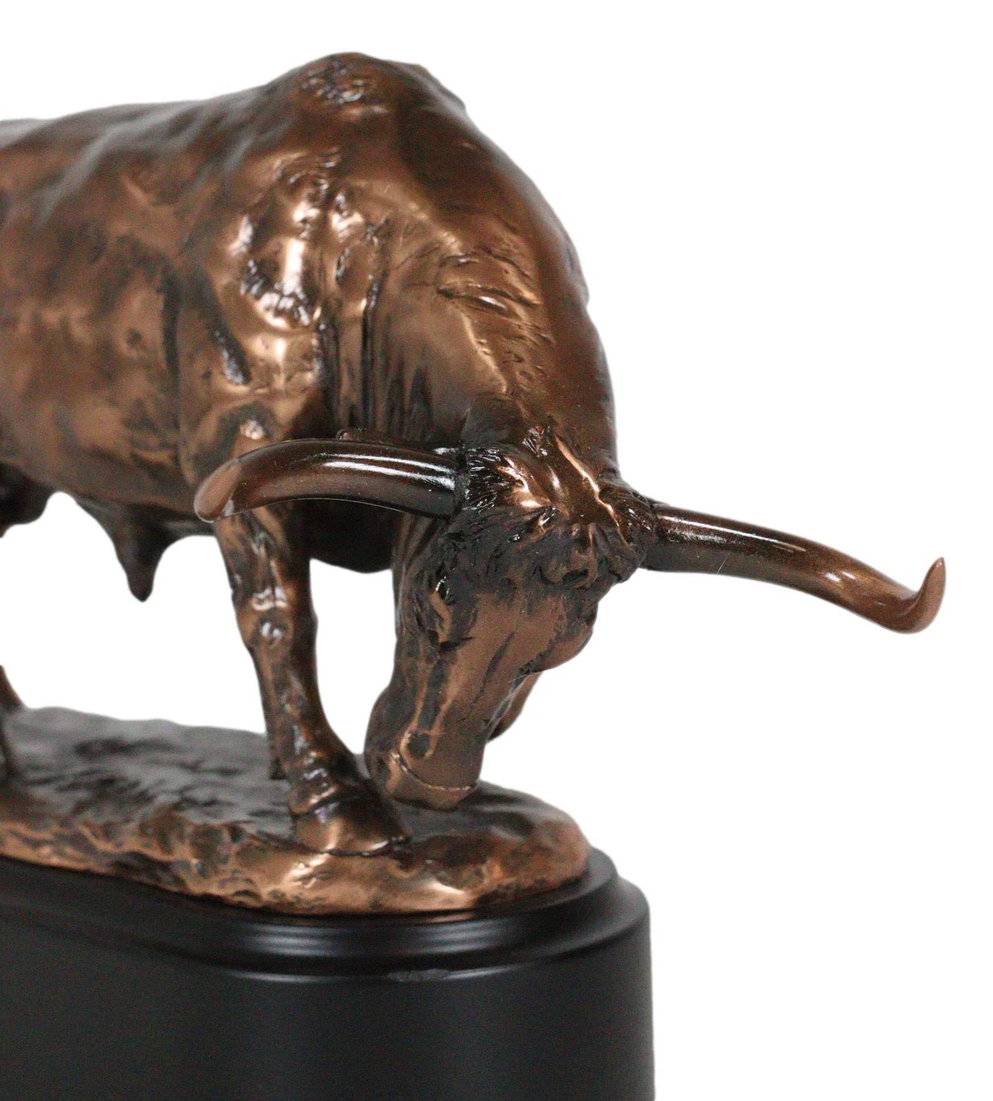 Wall Street Charging Bull Bronze Electroplated Resin Statue With Pedestal Base-4
