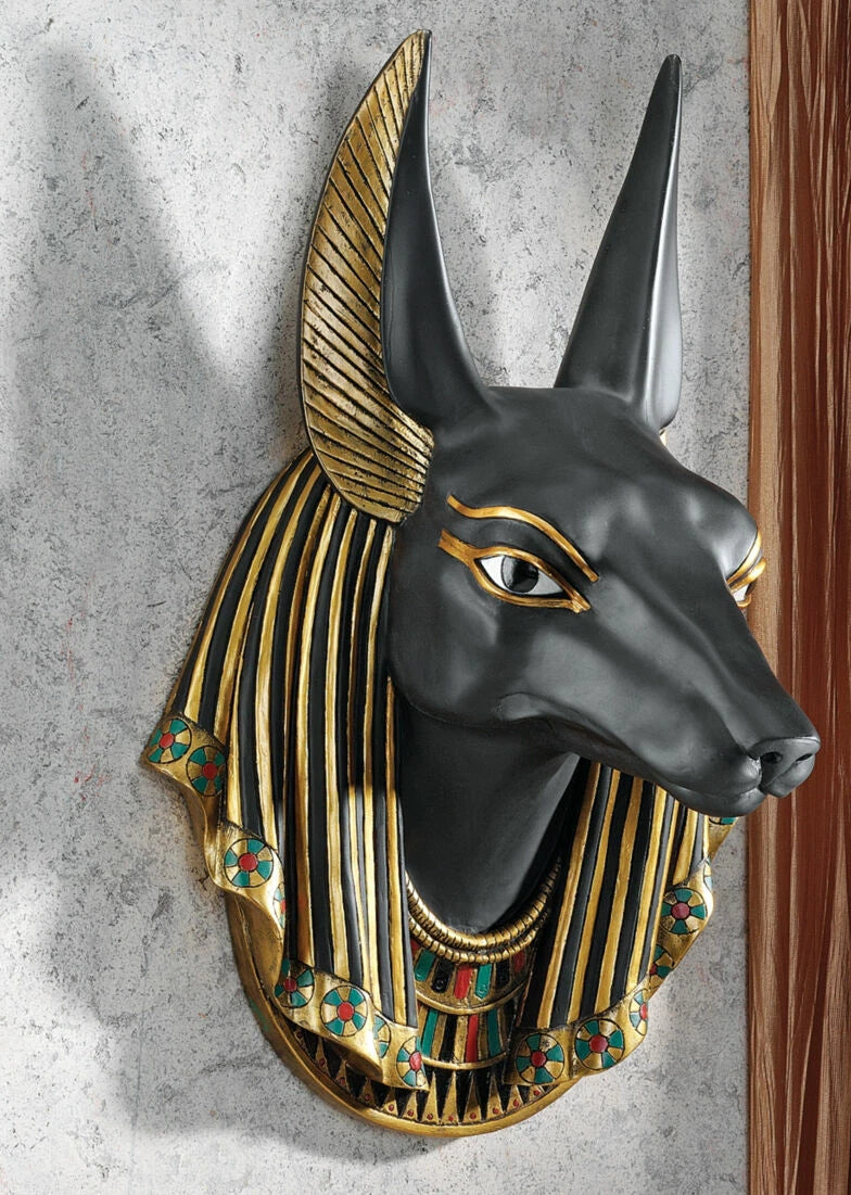 Egyptian Deity Anubis God Of Afterlife Bust Wall Plaque 15.5"H Figurine-1