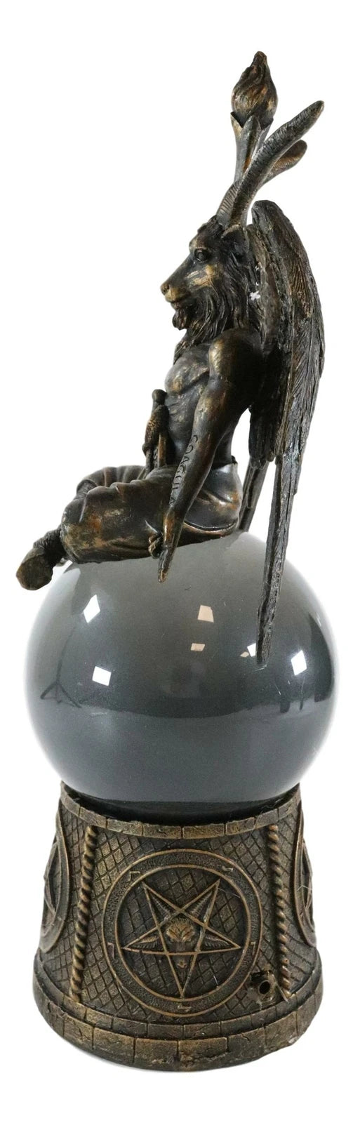 Pentagram Sigil Sabbatic Goat Baphomet Skull Black Sandstorm Gazing Ball-6