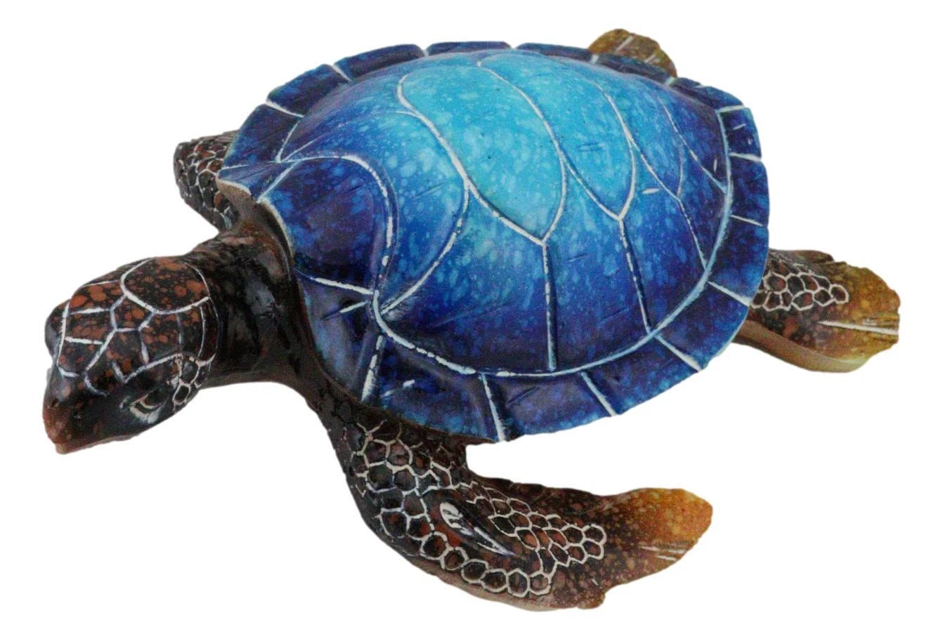 Sea Turtle Figurine, Giant Ocean Blue Decorative Tortoise Statue, 12" Swimming Sea Life Sculpture for Home Decor, Coastal, Nautical, Aquarium Display, Beach House, Gift Collectible