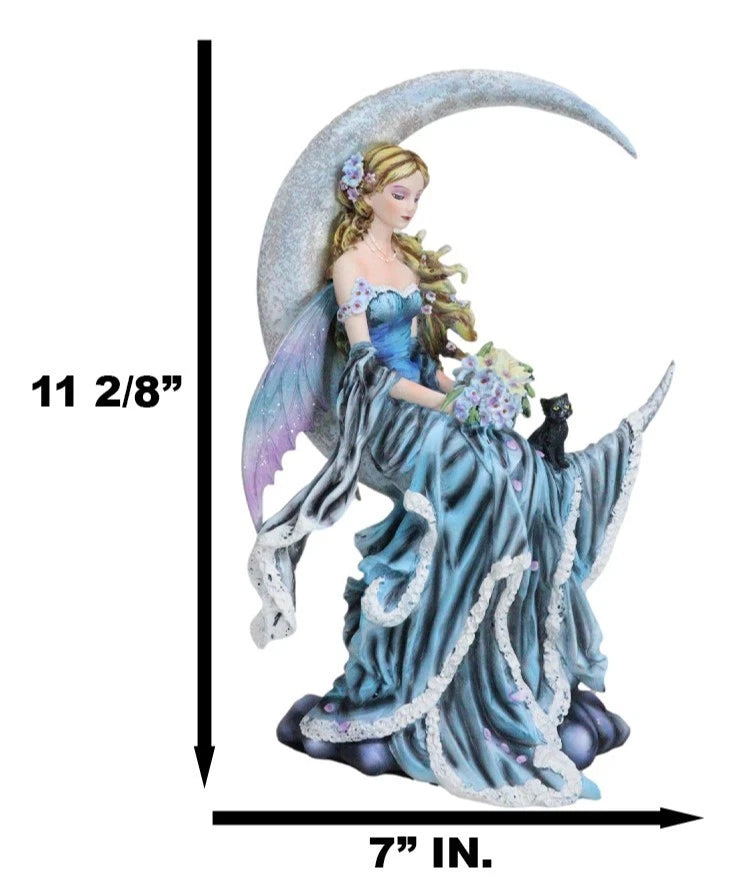 Large Celestial Moon Water Elemental Fairy Statue 11"H By Nene Thomas-2