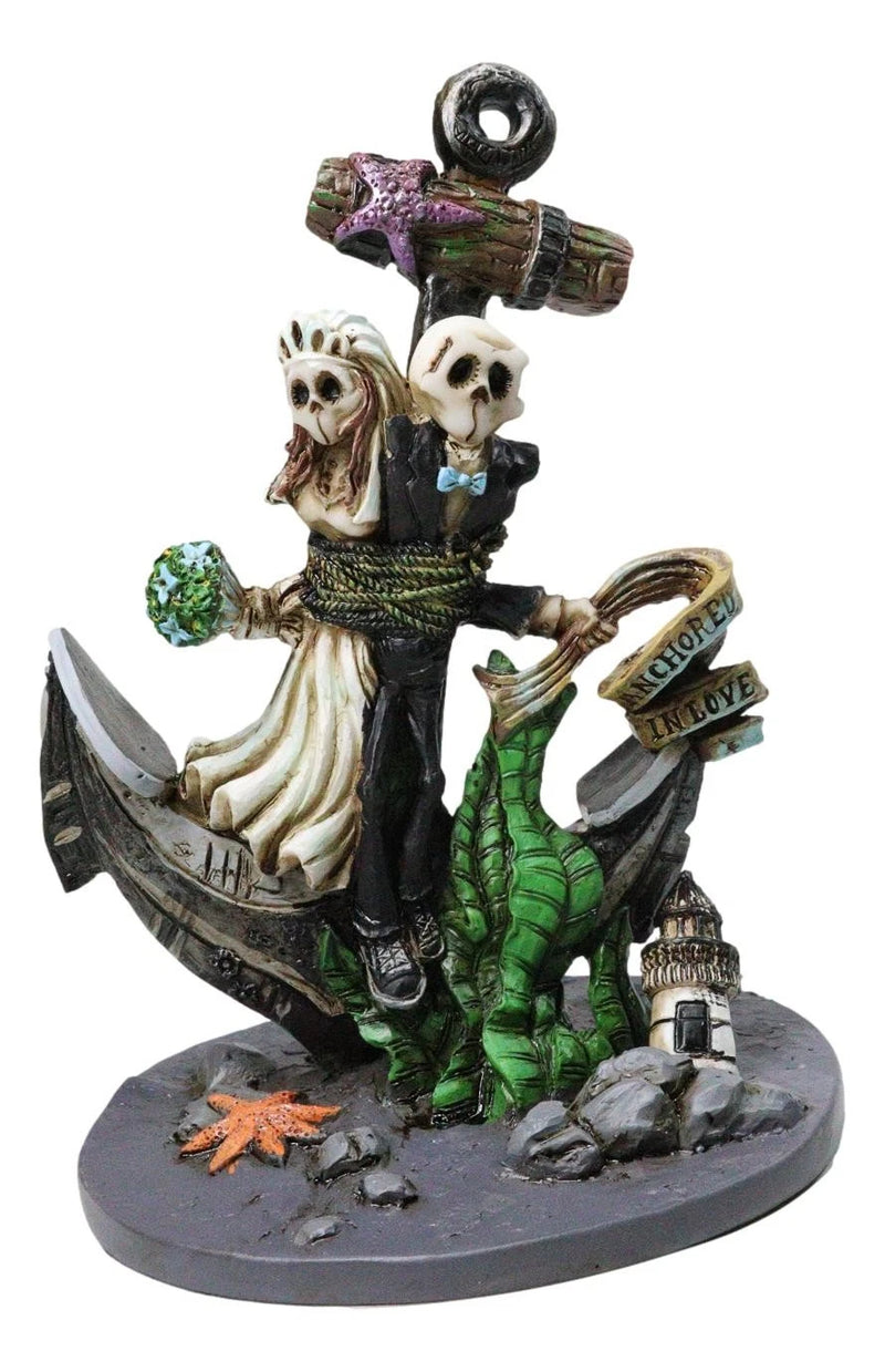 Day Of The Dead Skeleton Wedding Bride and Groom Anchored in Love Figurine-3