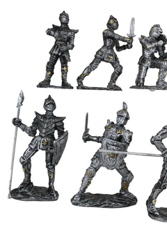 Set of 12 Medieval Knights w/ Swords Crossbow Halberds & Shield Figurines-4