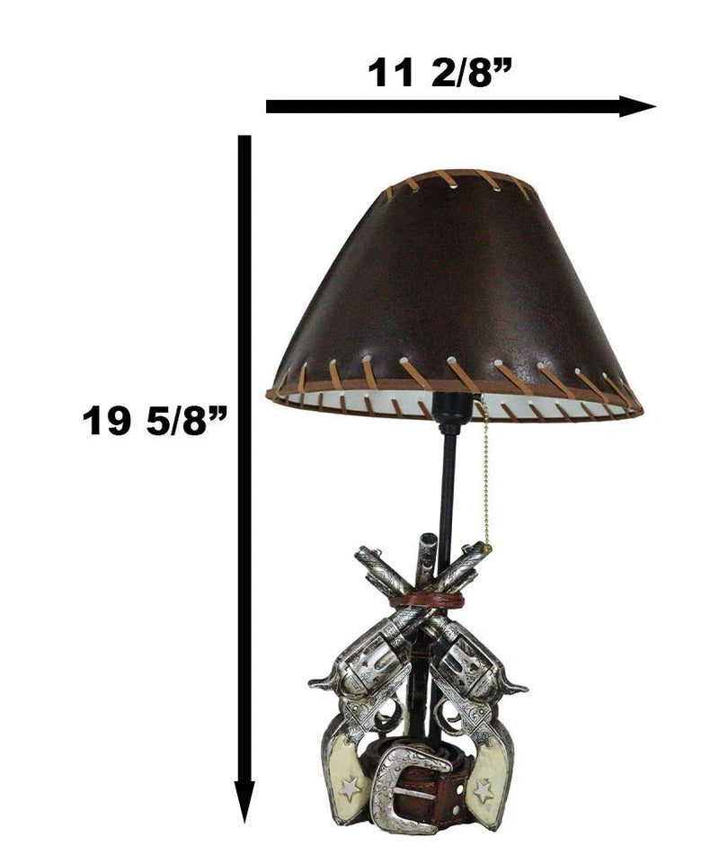 Rustic Western Triple Six Shooter Revolver Gun Pistols Cowboy Buckle Table Lamp-8