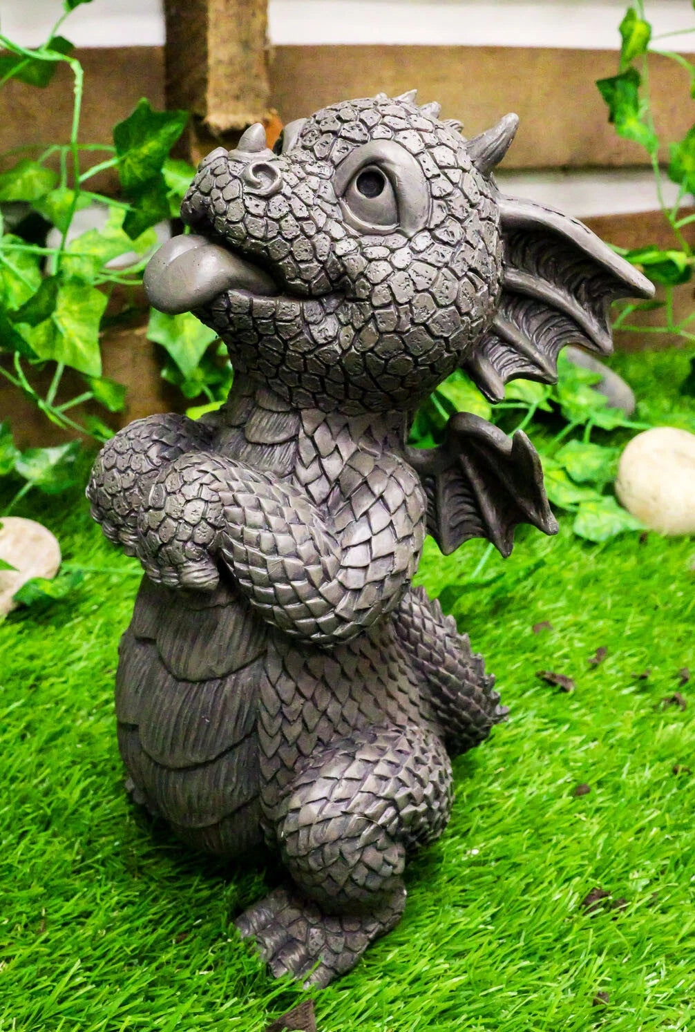 Whimsical Garden Dragon Begging For Attention Statue 10.25" H Baby Dragon-1