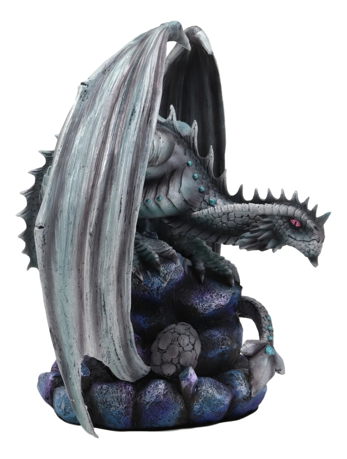 Anne Stokes Fantasy Silverback Baby Wyrmling And Adult Rock Dragon Statues Set-5