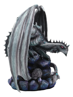 Anne Stokes Fantasy Silverback Baby Wyrmling And Adult Rock Dragon Statues Set-5