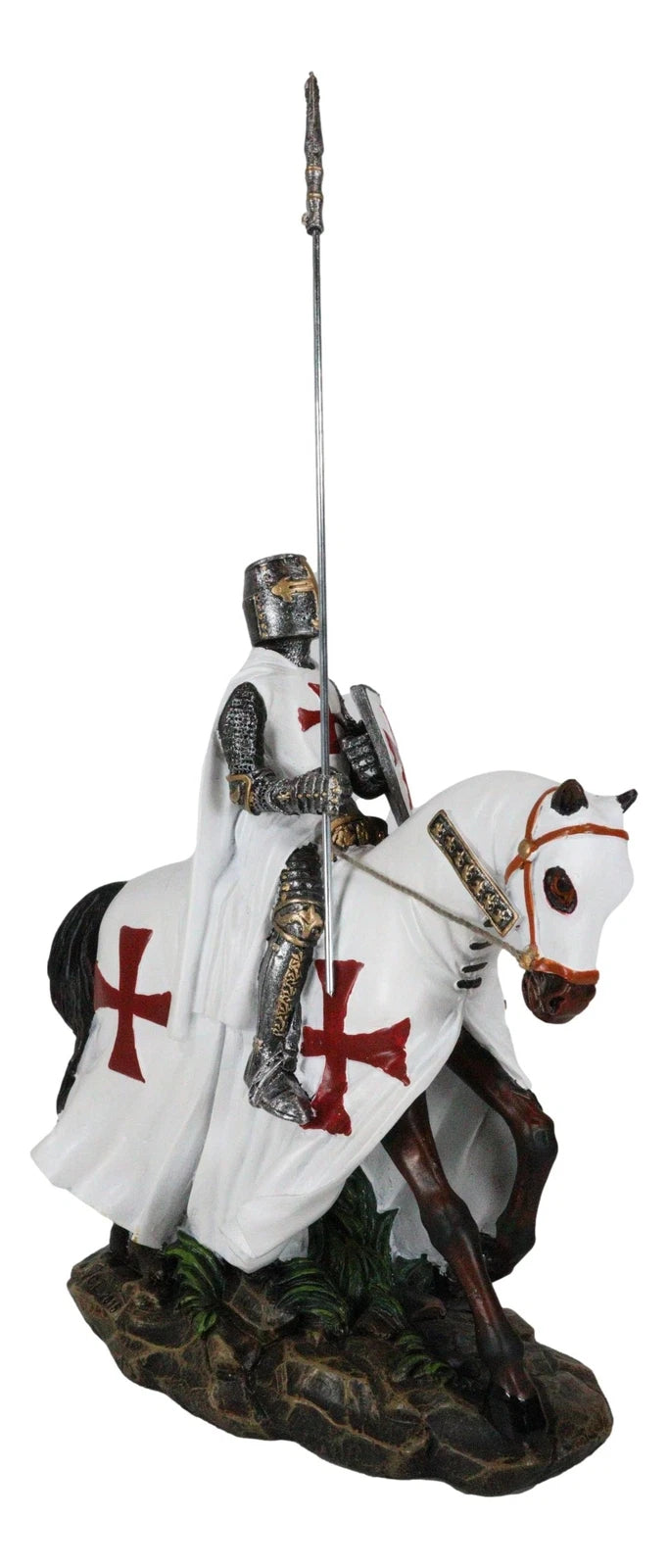 Crusader English Knight On Heavy Cavalry Horse Statue Phalanx Spear Horse-7