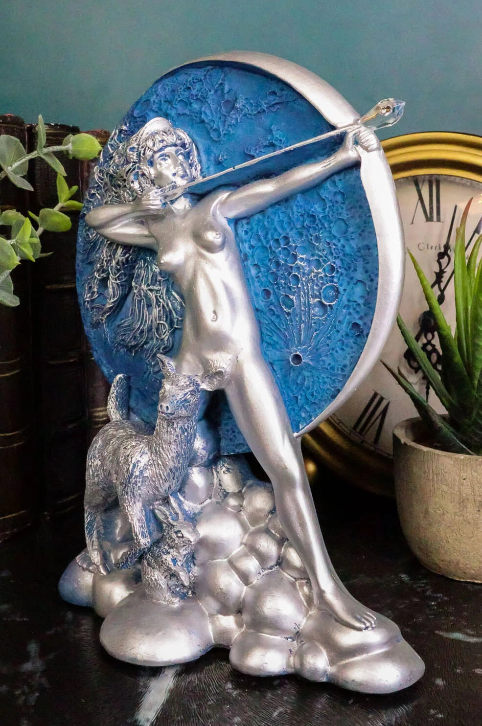 Oberón Zell, diosa griega de la caza, Luna, Diana, dibujo, arco y flecha, estatua -7