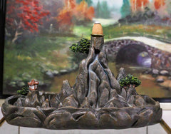 Feng Shui Zen Mountain Range Buddhist Pagoda Temple Backflow Cone Incense Holder-1