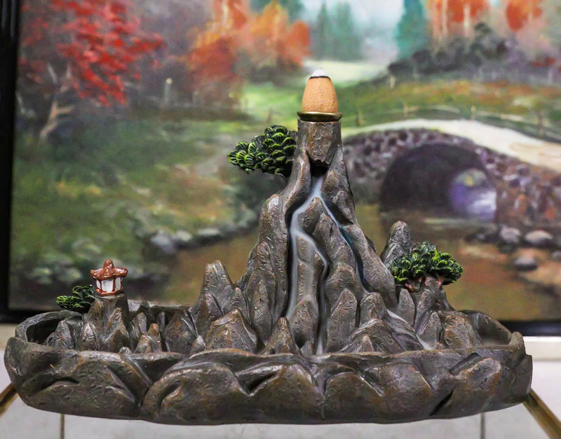 Feng Shui Zen Mountain Range Buddhist Pagoda Temple Backflow Cone Incense Holder-1