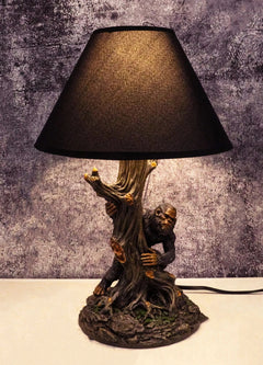 Mythical Creature Sasquatch Big Foot Cryptid Ape by Tree Trunk Table Lamp Decor-1