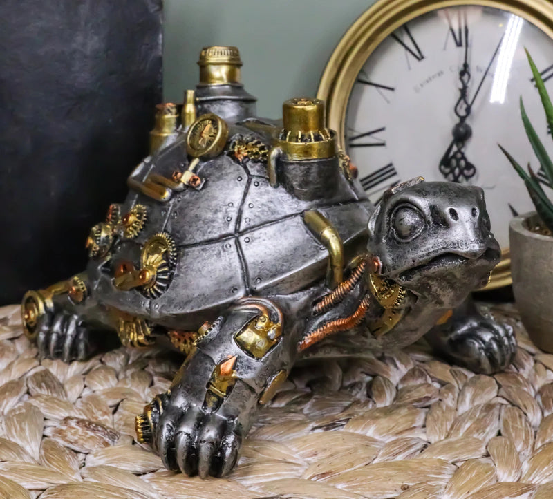 Victorian Steam Age Nautical Steampunk Geared Bionic Turtle Tortoise Figurine-2