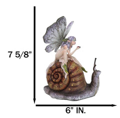 Fantasy Purple Elf Pixie Fairy Ladybug Sitting On Giant Snail Mollusk Figurine-3