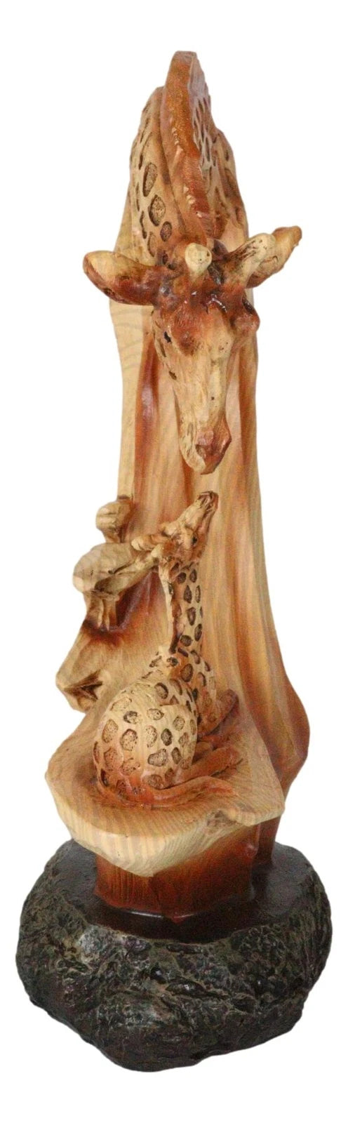 Figura decorativa de madera sintética con escena de familia de jirafas de safari de vida silvestre de 9,5" de alto-4