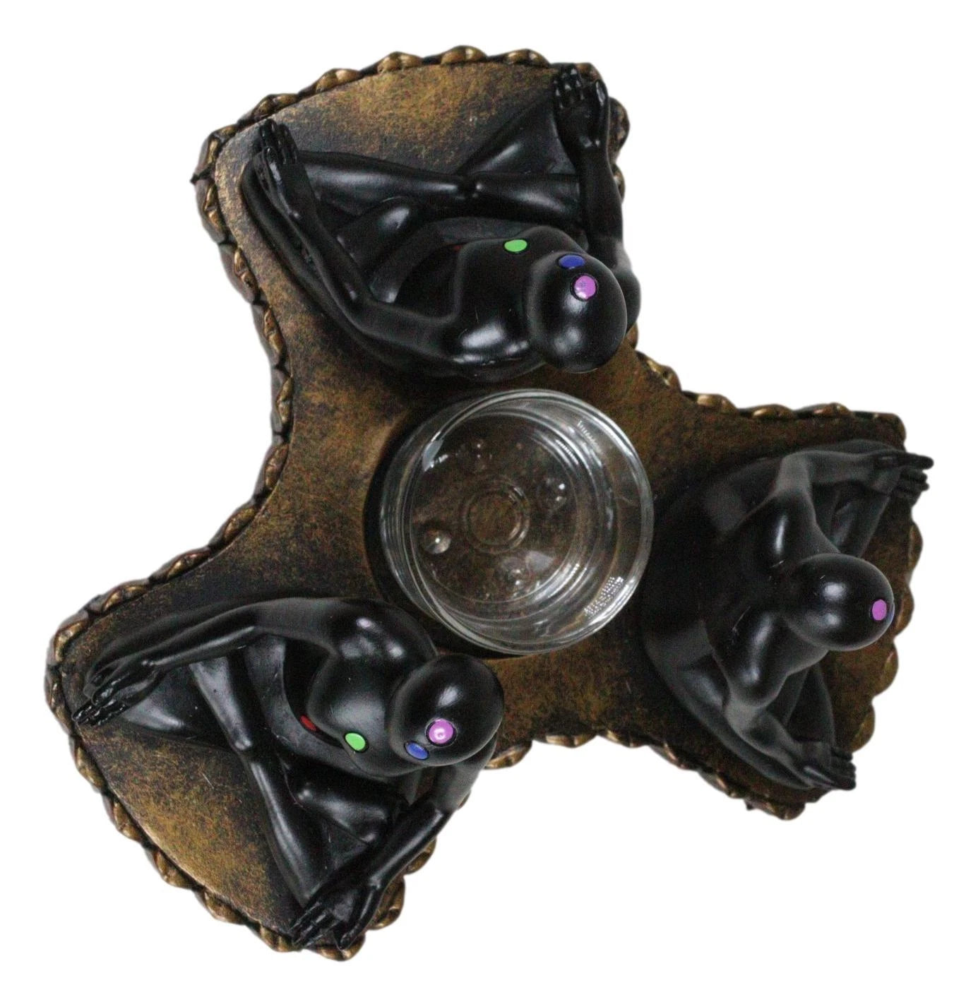 Chakra Zones Black Yoga Avatars Meditating On Lotus Candle Heat Oil Burner Decor-4
