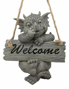 Jute Strings Hanging Welcome Garden Dragon Statue Nose Picker Wyrmling-4