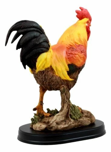 Estatua de gallo y gallina campestre orgullosa con base de 7.5" de alto-3