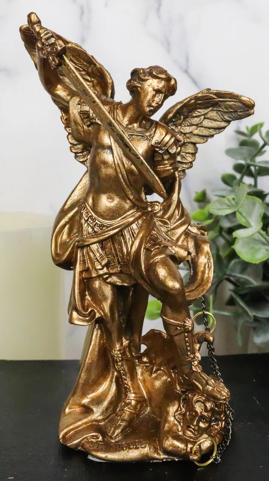 Bronzed Greek Christian Church Archangel Of The Angelic Council Statue 5"H-2