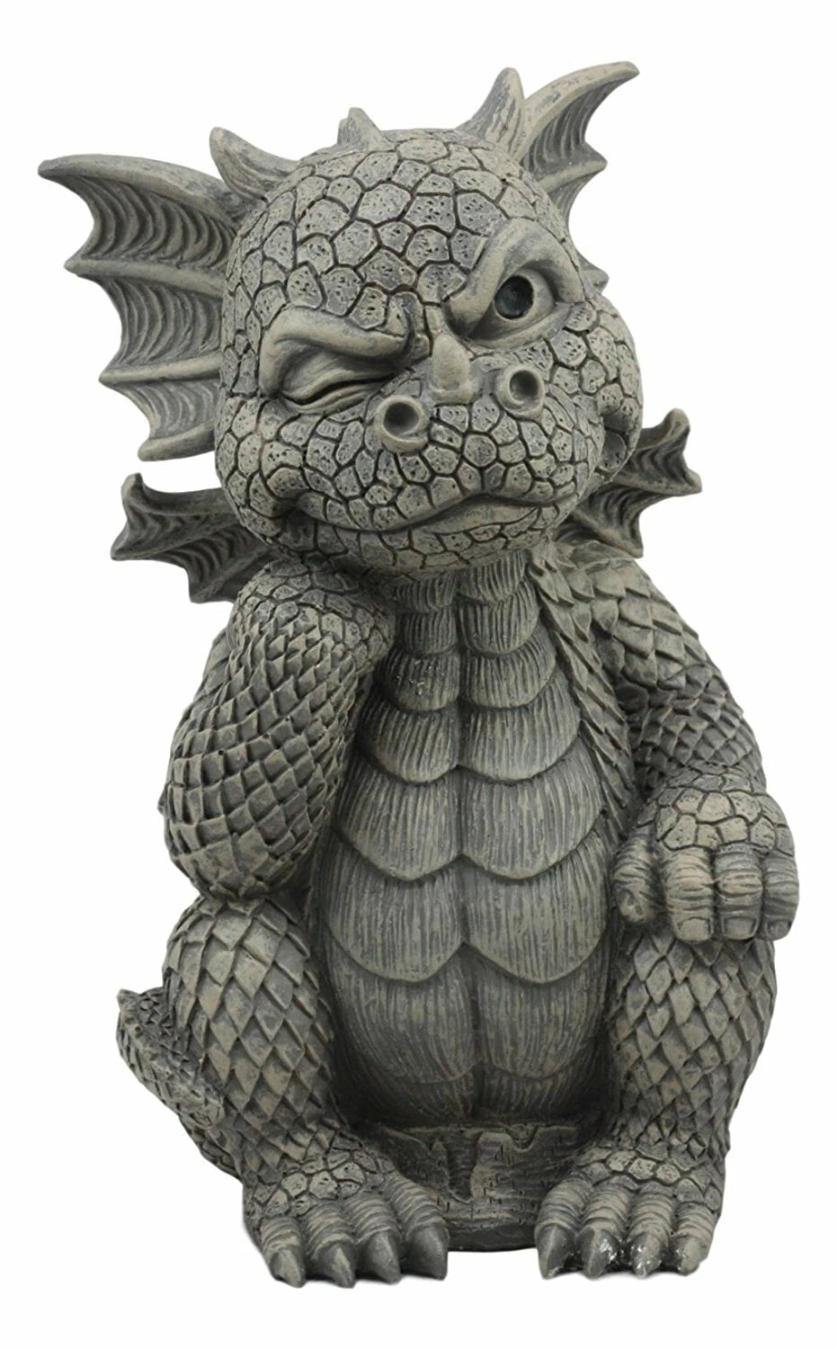 The Thinker Whimsical Garden Dragon Statue 10"H Cute Baby Dragon Winking Eye-4