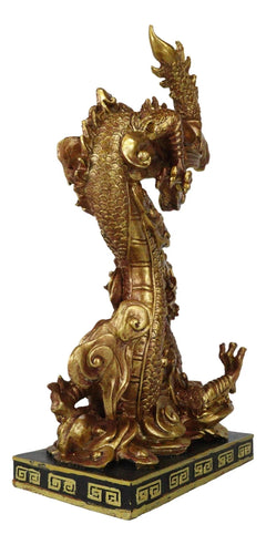 Feng Shui Chinese Imperial Nine Dragons Golden Dragon King Decorative Statue-4